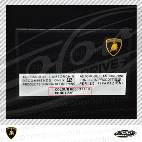 LAMBORGHINI paint code label example 1