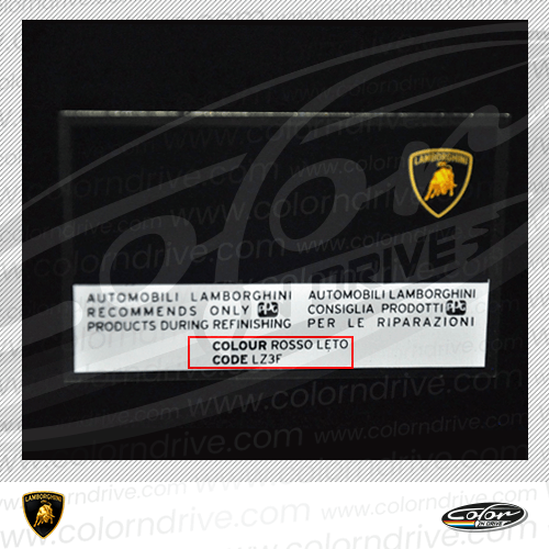 LAMBORGHINI boya kodu etiketi örneği 1